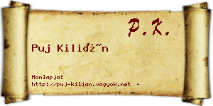 Puj Kilián névjegykártya